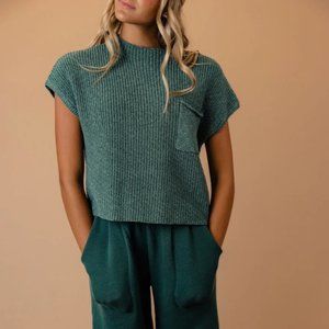 Free People Freya Sweater Set - Emerald Spell Combo (Size Small)